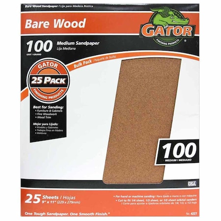 Gator Grit Gator 11 in. L X 9 in. W 100 Grit Aluminum Oxide Sanding Sheet 1 pk 3276